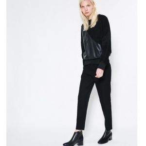 OAK NYC leather and suede sweatshirt